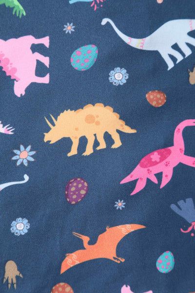 Navy Blue Dinosaur Flared Dress