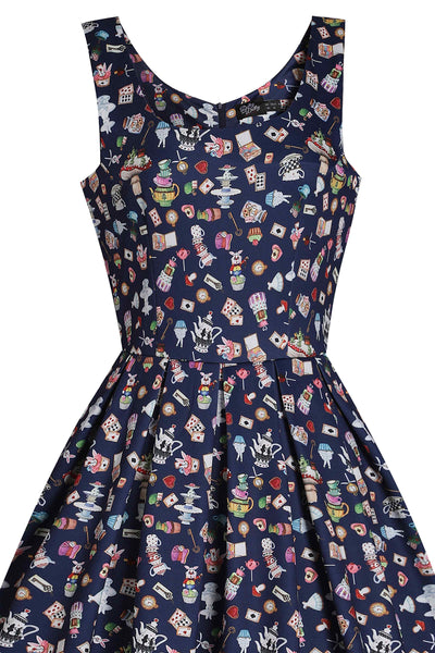 Navy Blue Alice in Wonderland Swing Dress