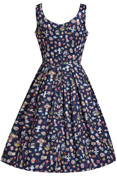 Navy Blue Alice in Wonderland Swing Dress