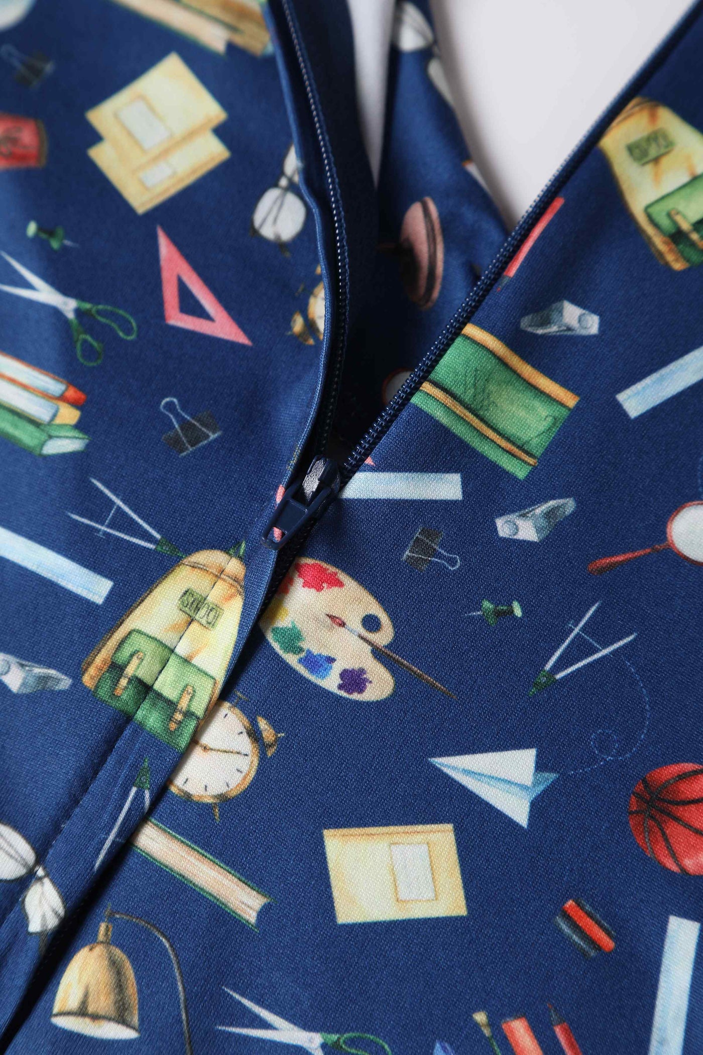 Close up view of Navy School Supply Short Sleeved Dress