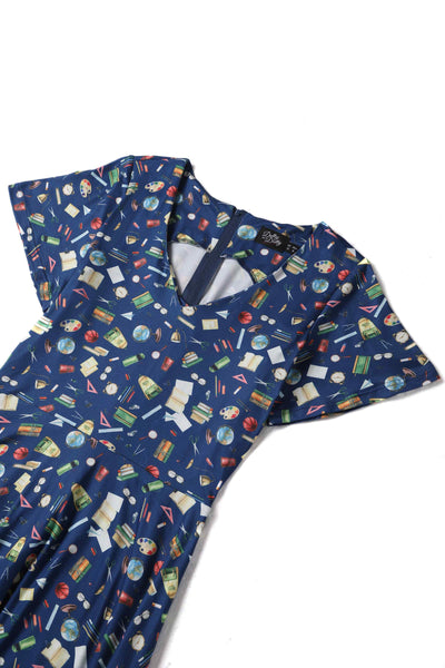 Close up view of Navy School Supply Short Sleeved Dress