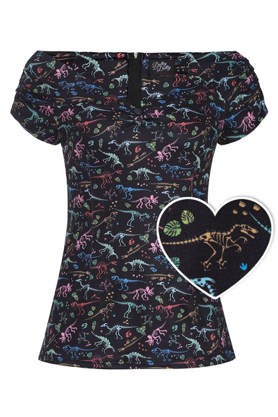 Front view of Off Shoulder Black Fossil Top
