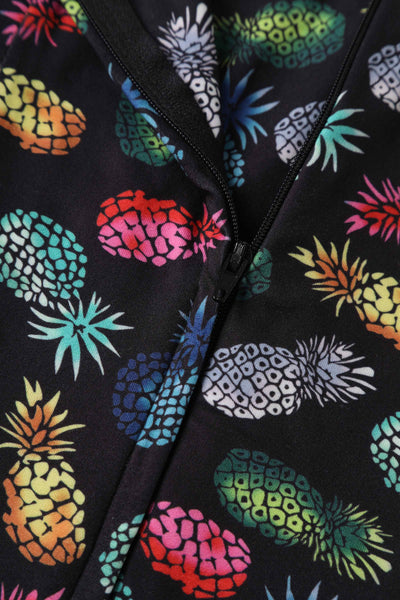 Close up view of Off Shoulder Black Pineapple Top