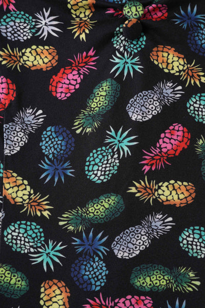 Close up view of Off Shoulder Black Pineapple Top