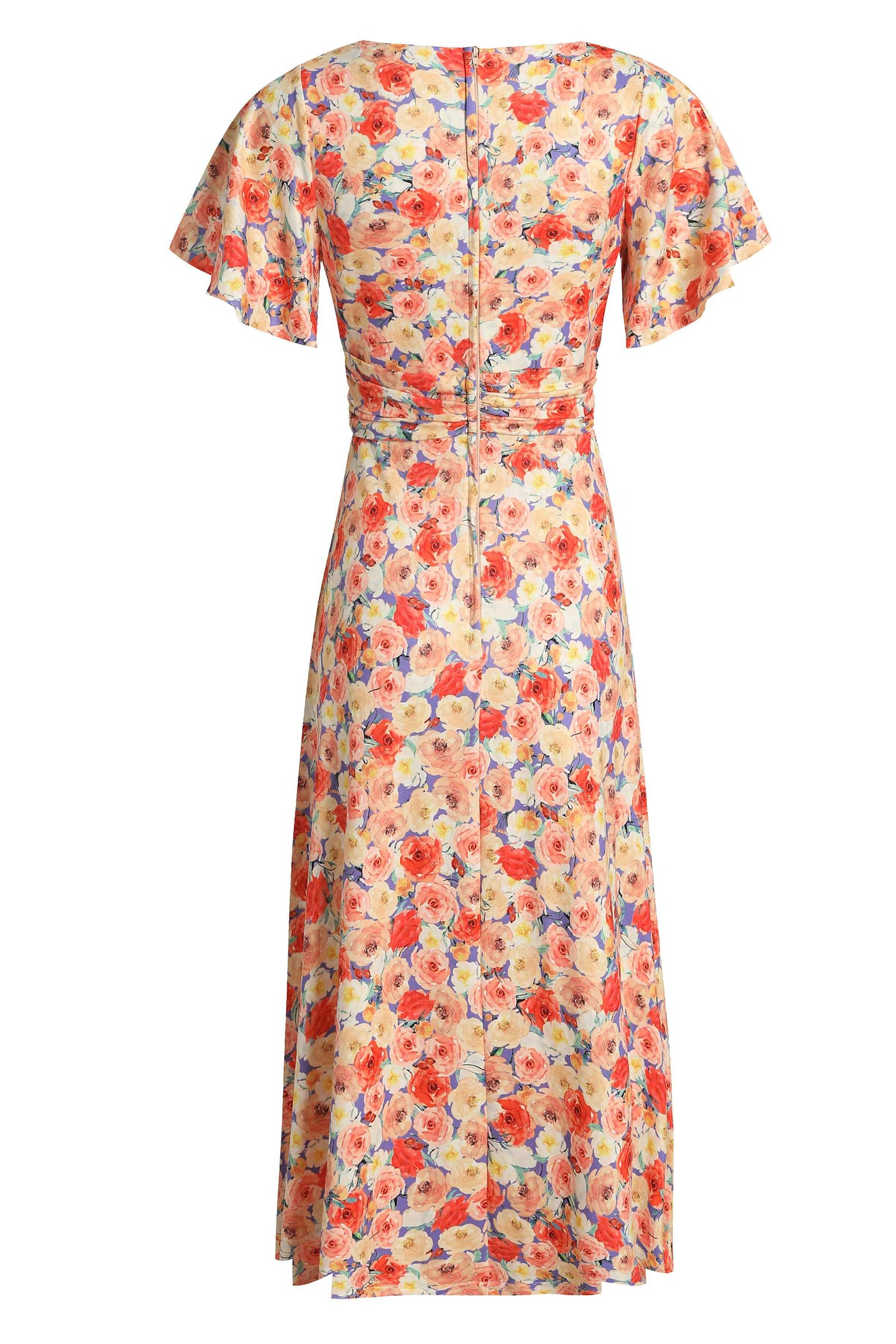 Back View of Orange Floral Tea Dress