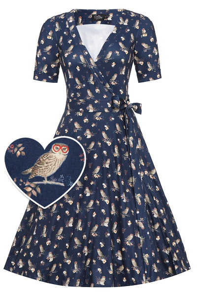 Oxford Blue Owl Wrap Dress