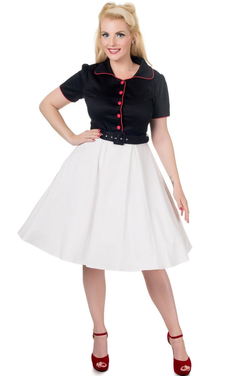 Diner Rockabilly Dress in Black-White-Red