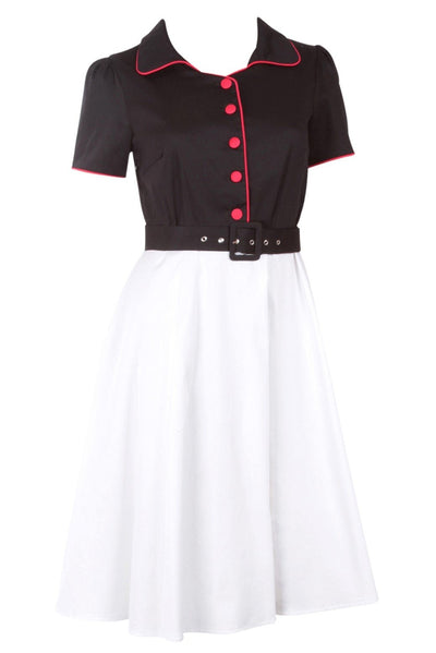 Diner Rockabilly Dress in Black-White-Red