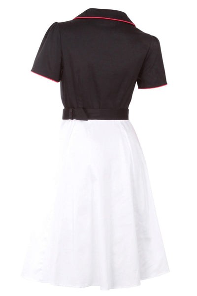 Diner Rockabilly Dress in Black-White-Red