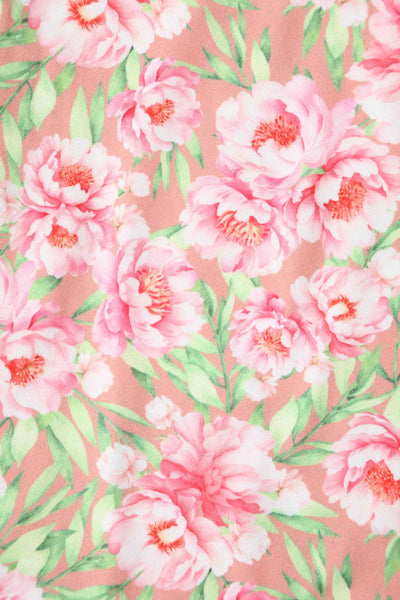 Close up View of Pink Floral Casual Short Sleeved Dress