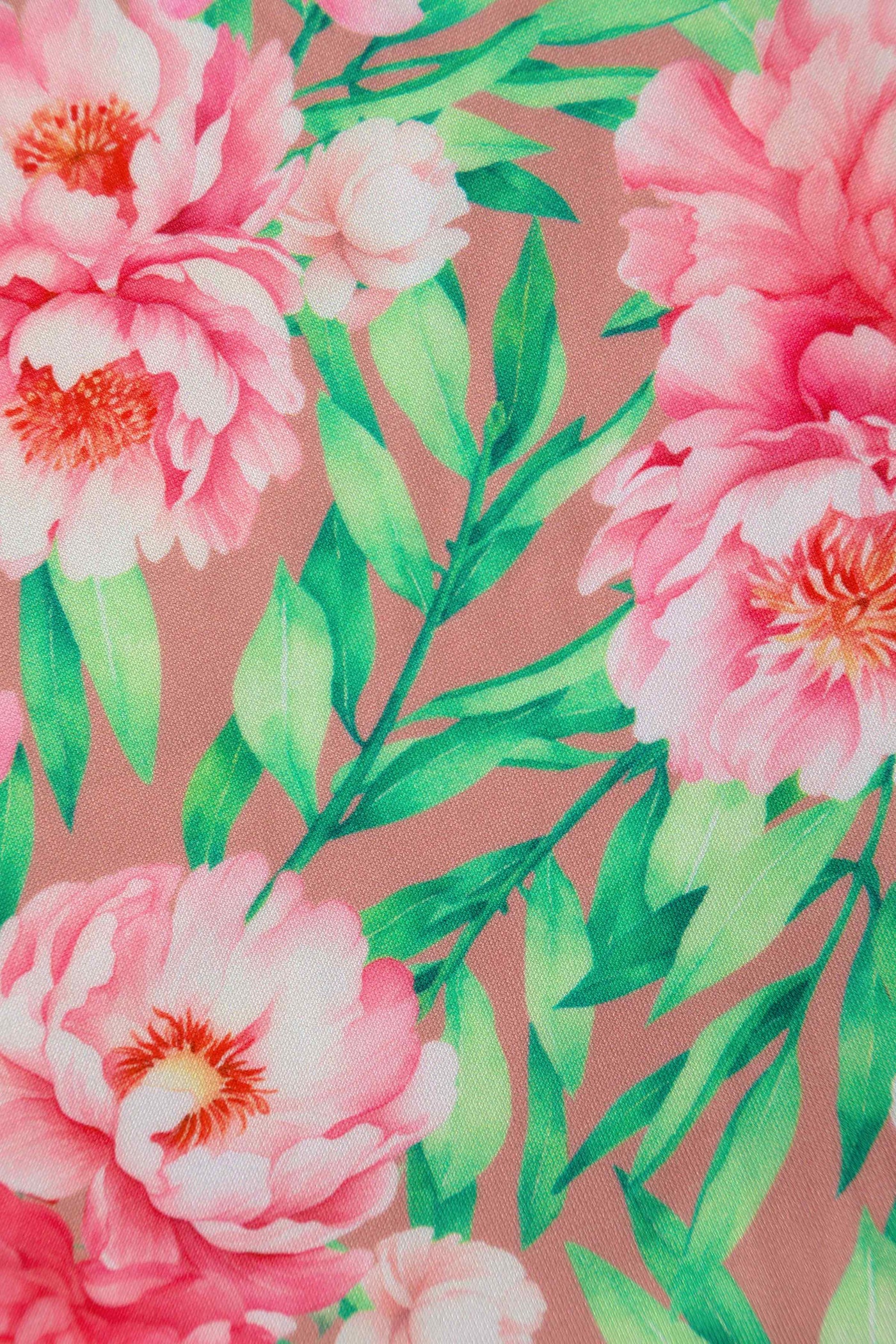 Close up View of Pink Floral Off Shoulder Dress