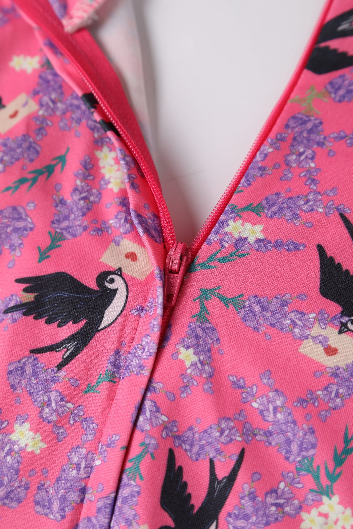 Pink Swallow Sleeved Dress