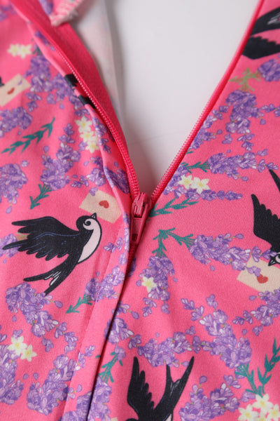 Pink Swallow Sleeved Dress