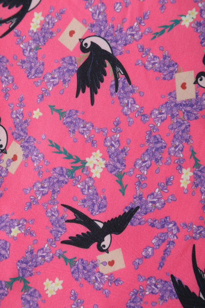 Pink Swallow Sleeved Dress