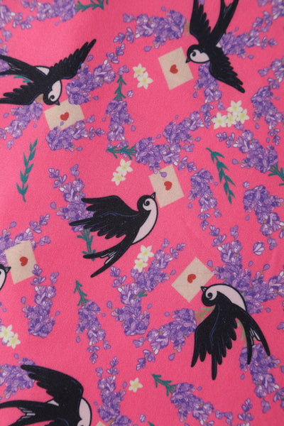 Pink Swallow Sleeved Dress