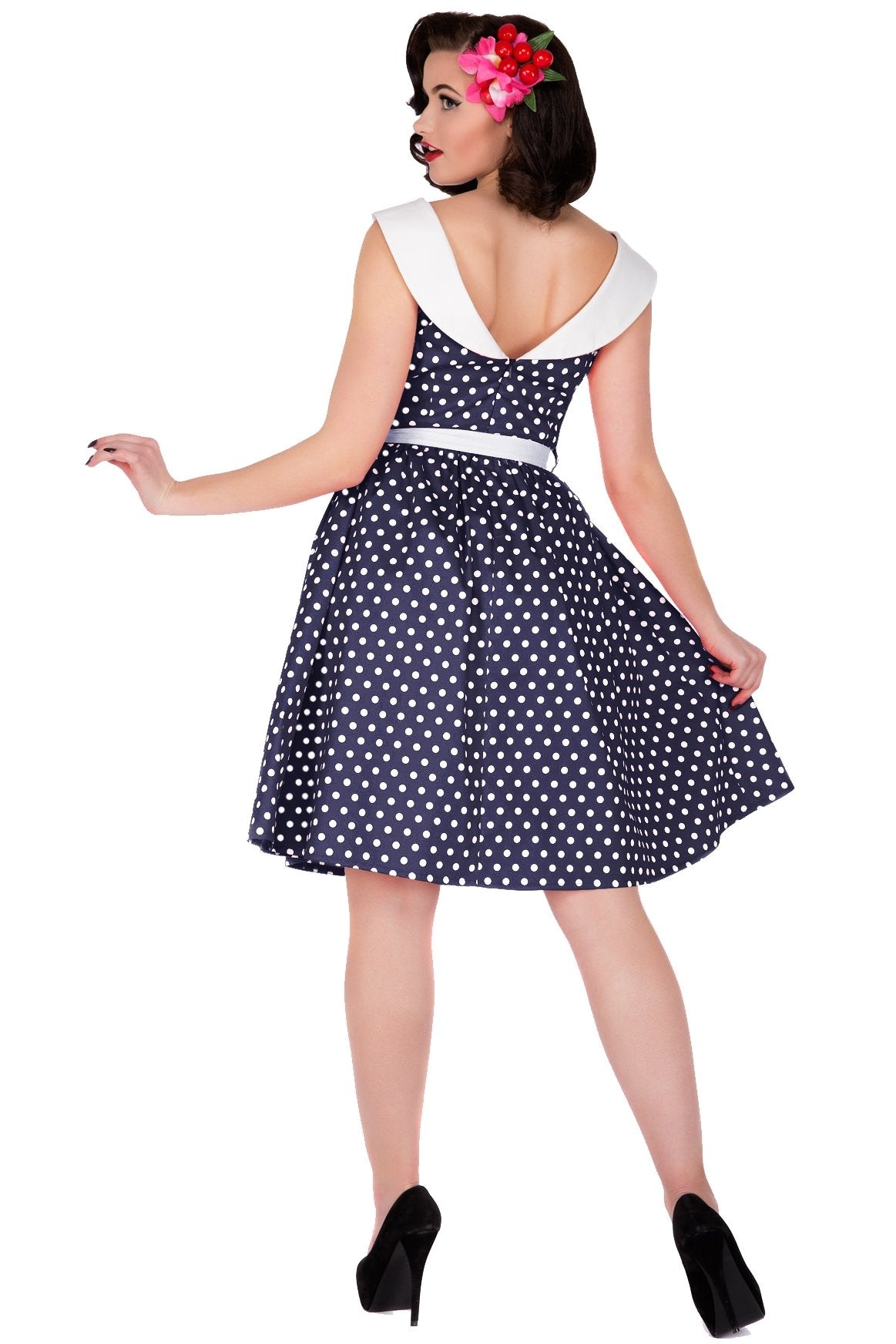 Polka Dot Vintage Dress in Navy Blue