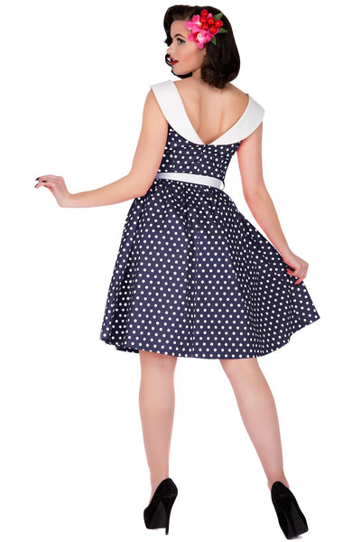 Polka Dot Vintage Dress in Navy Blue