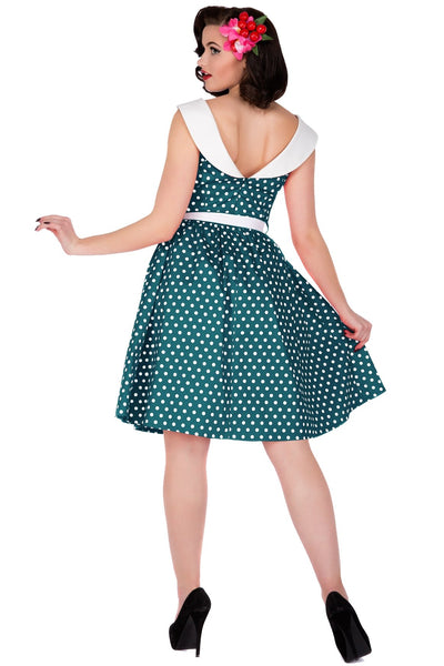Polka Dot Vintage Dress in Peacock Blue