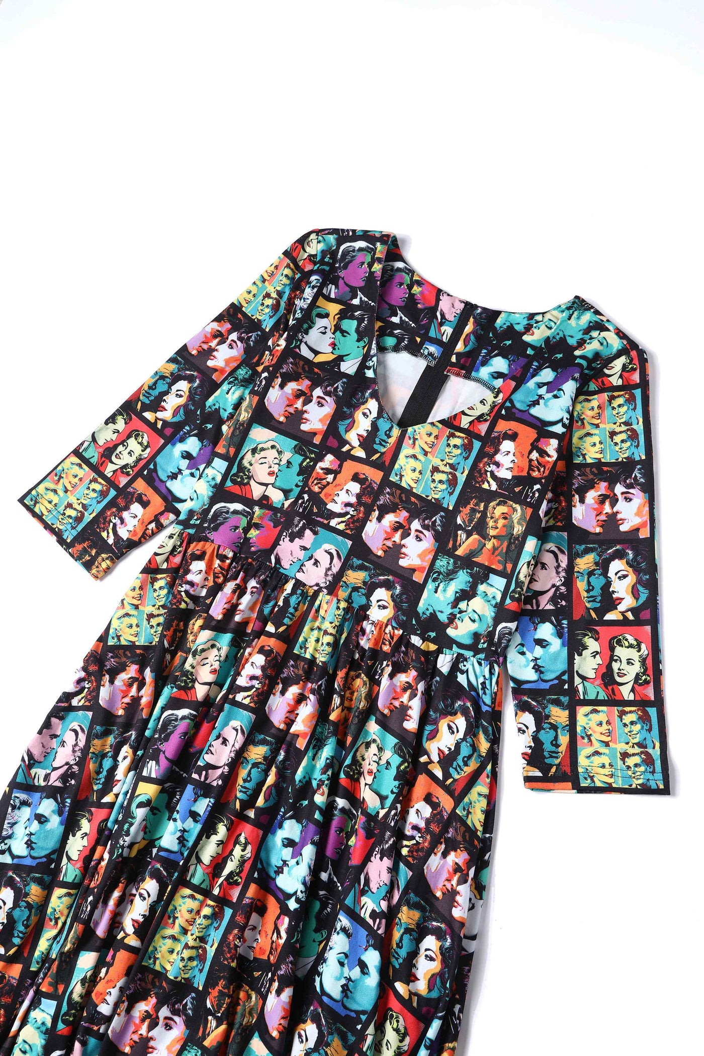 Close Up View of Pop Art Romance Long Sleeved Dress