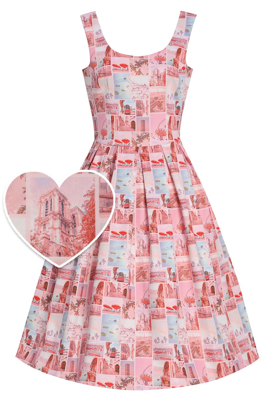 Postcard Print Swing Dress