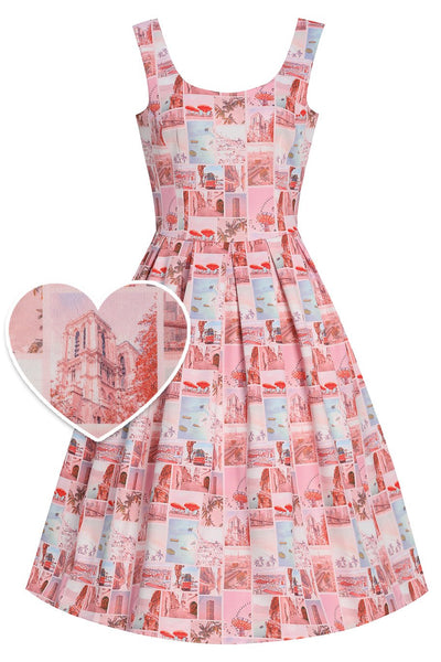 Postcard Print Swing Dress