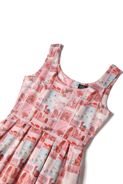 Postcard Print Swing Dress