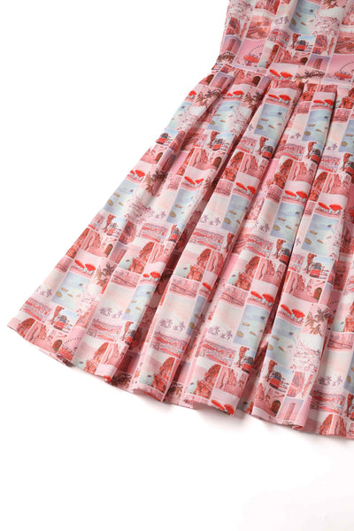 Postcard Print Swing Dress