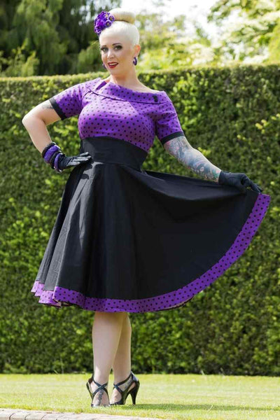 Purple & Black Polka Dot Circle Dress