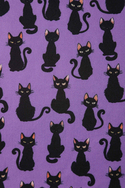 Purple Black Cat Swing Dress