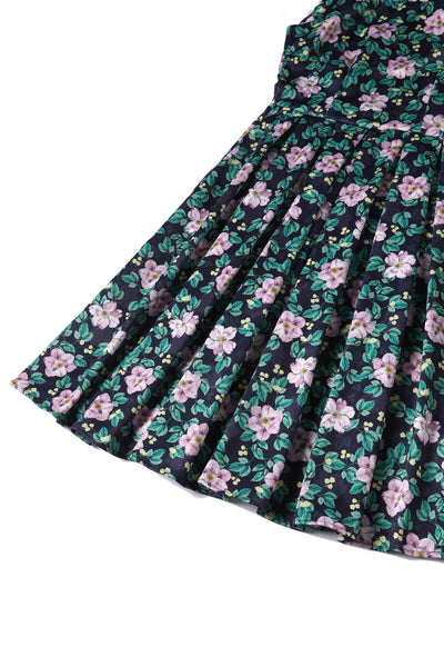 Close up  View of Purple Floral Formal Swing Dress