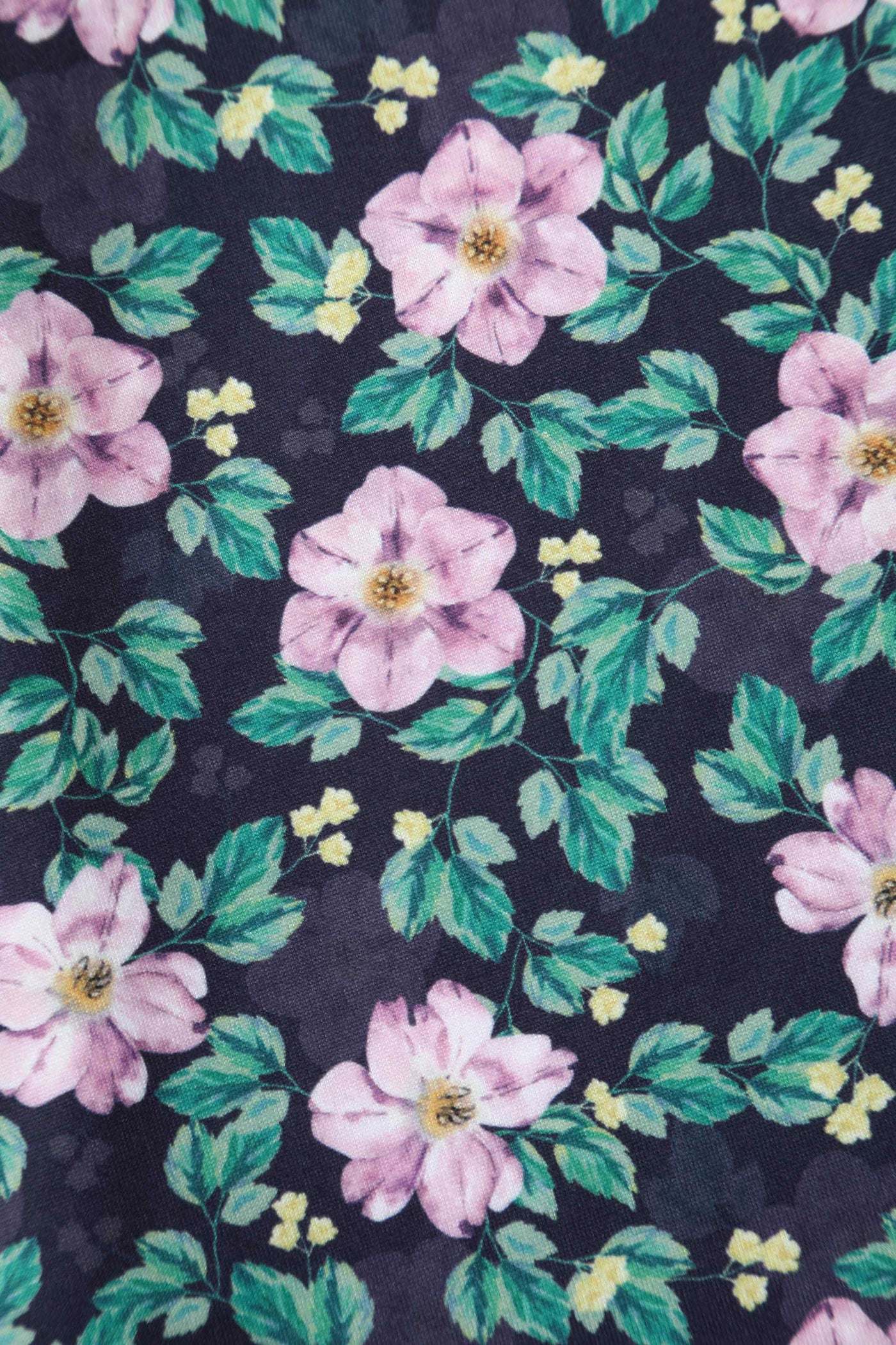 Close up View of Purple Floral Ruffled Casual Dress