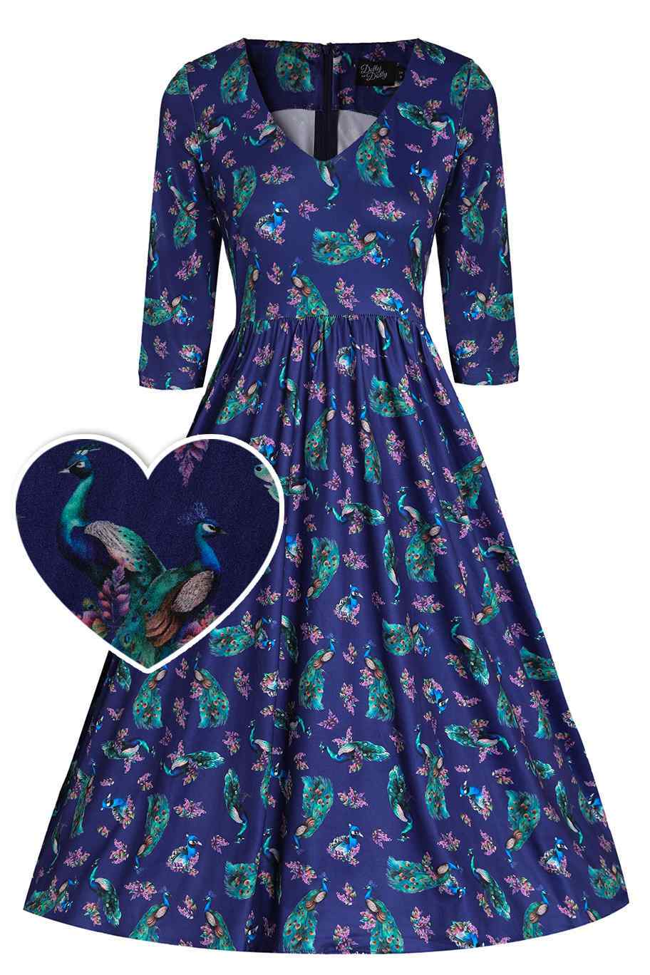 Peacock Floral Mini Dress In Purple