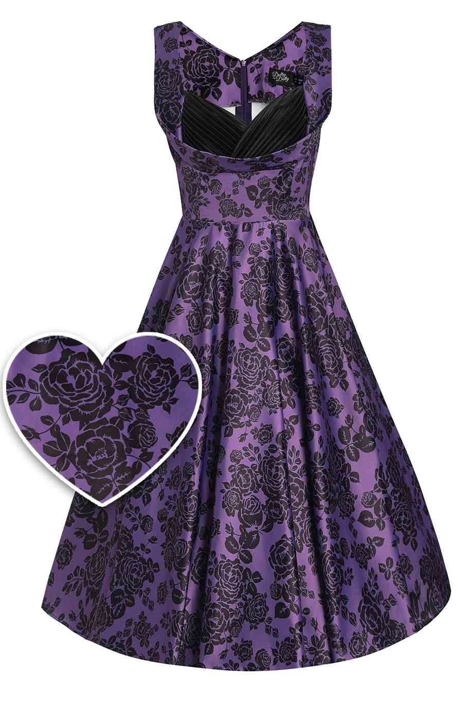 Purple Rose Pleated Bust Dress