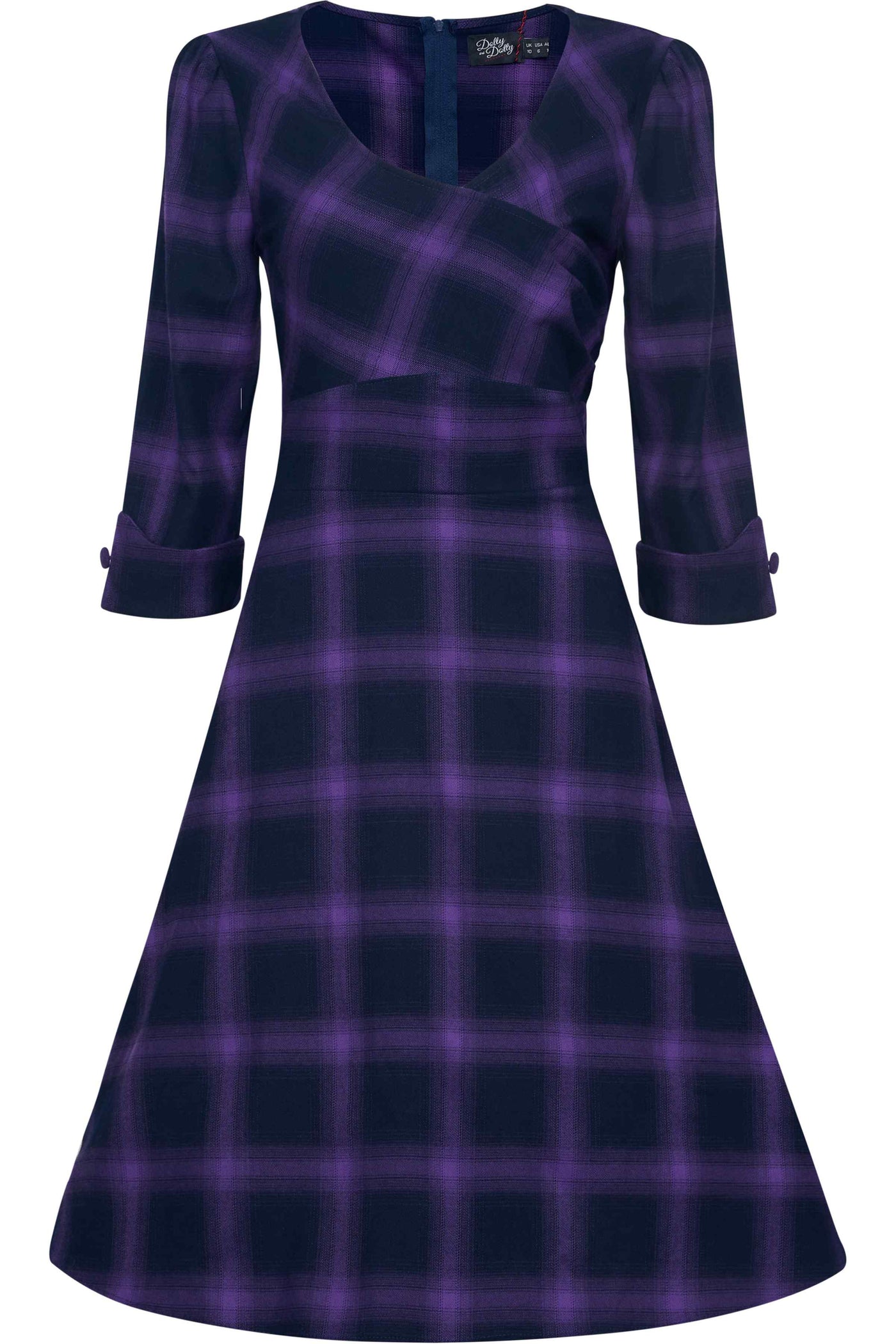 Purple Tartan Midi Dress