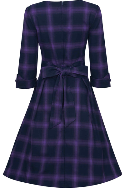 Purple Tartan Midi Dress