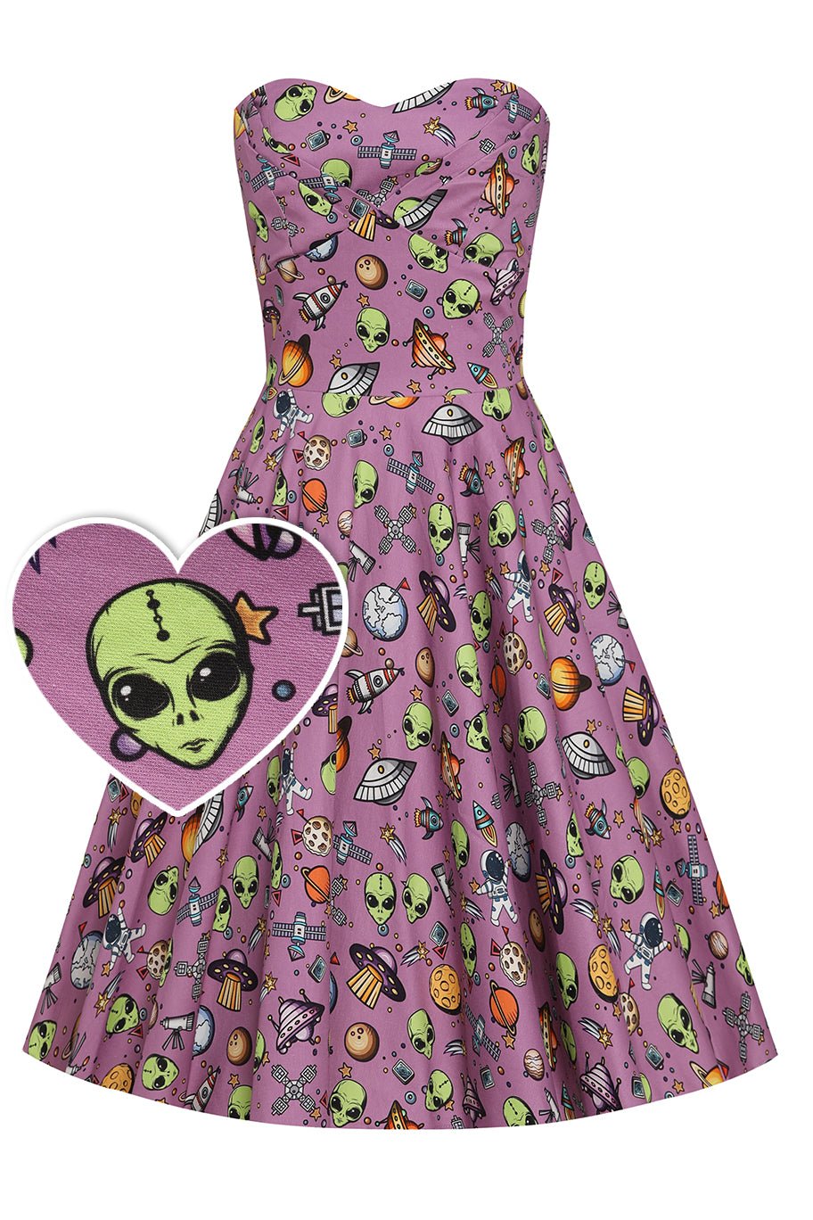 Purple UFOs Strapless Dress
