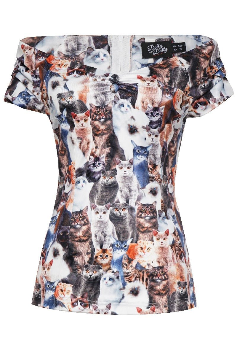 Quirky Off Shoulder Furry Cat Top