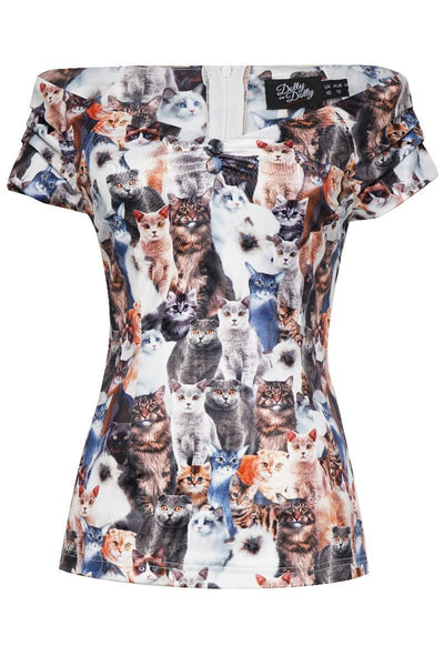 Quirky Off Shoulder Furry Cat Top