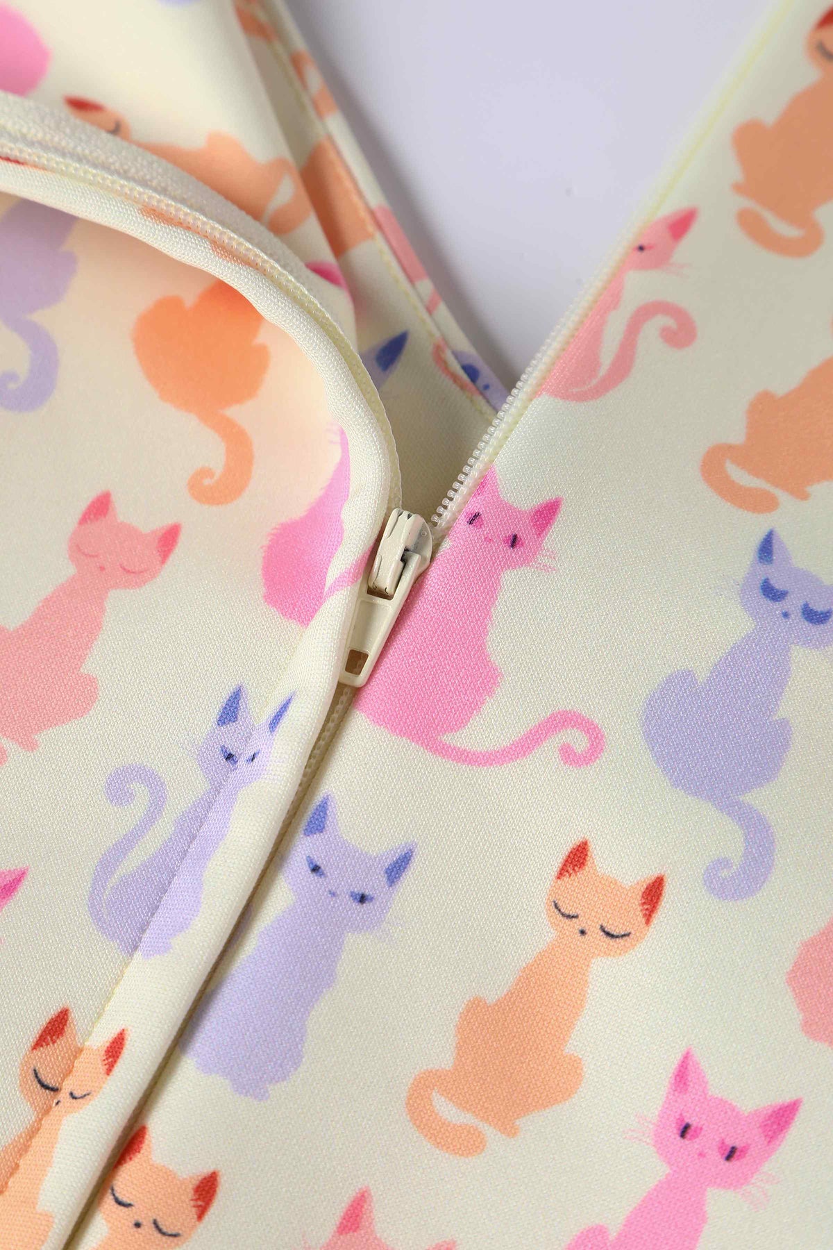 Lily Rainbow Cat White Short Sleeve Swing Dress