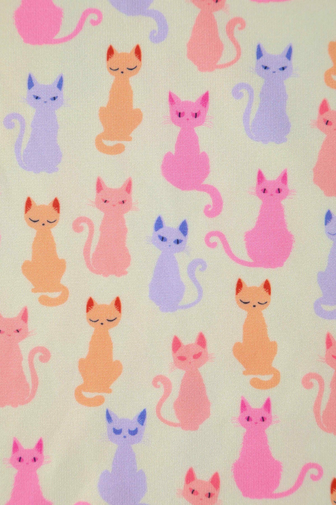 Close Up View of Rainbow Cat White Short Sleeve Swing Dress