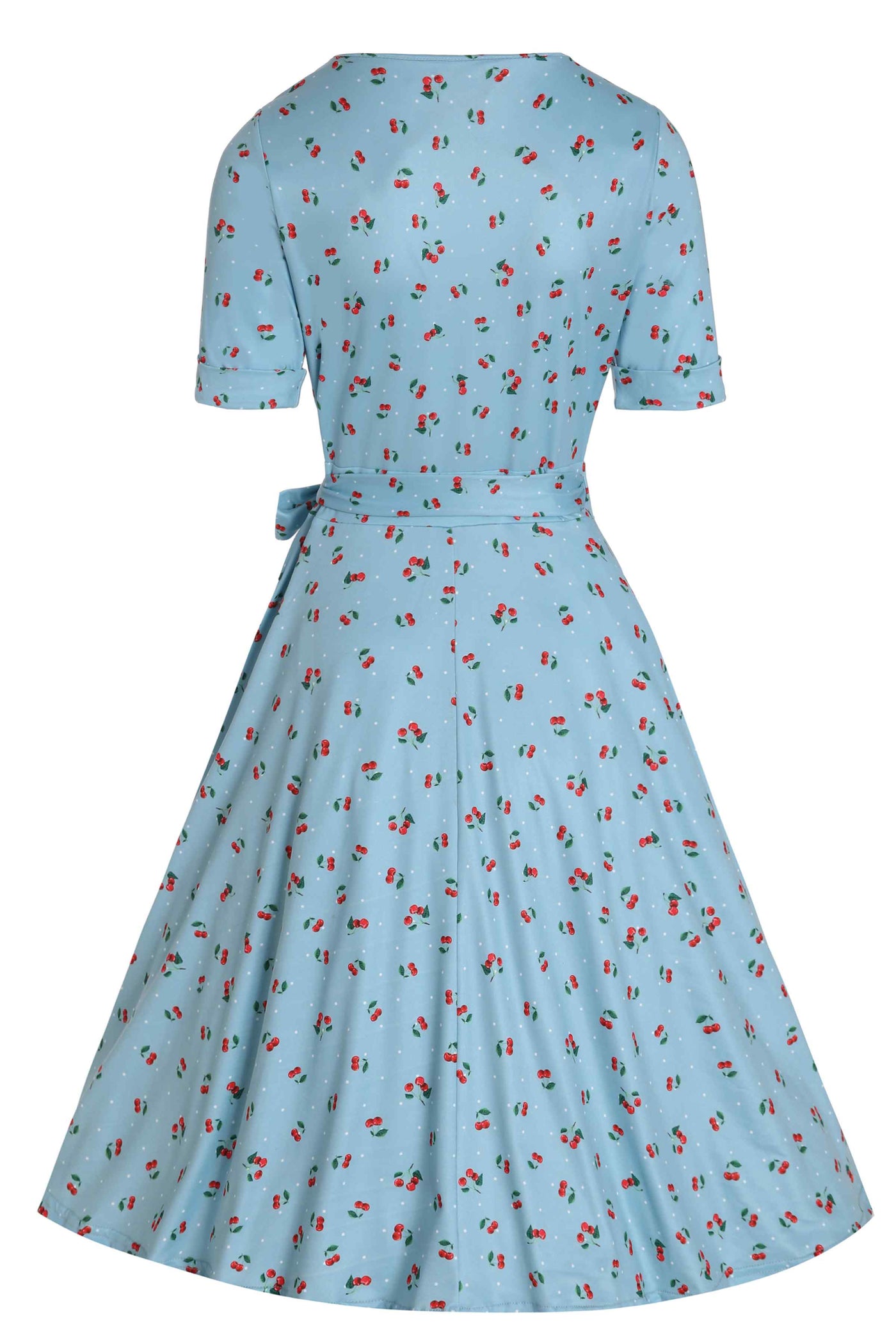 Matilda Red Cherry Blue Wrap Dress 8