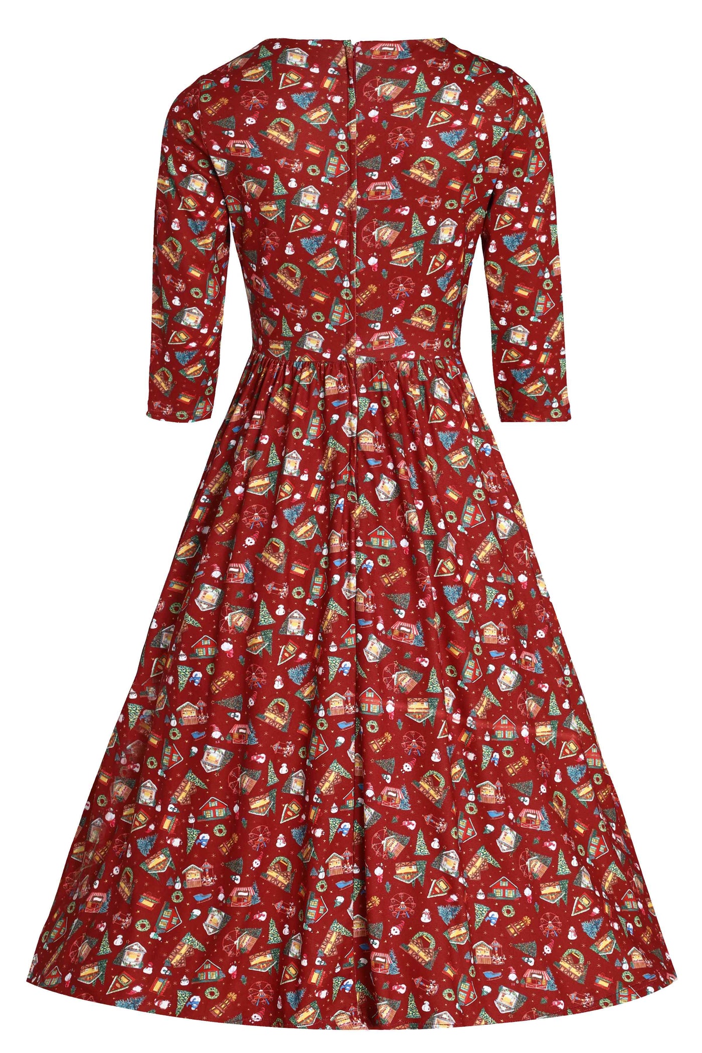 Billie Red Christmas Fair Long Sleeved Dress
