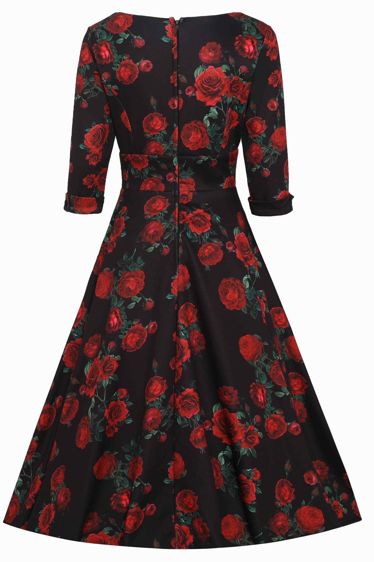 Scarlette Red Rose Formal Midi Dress