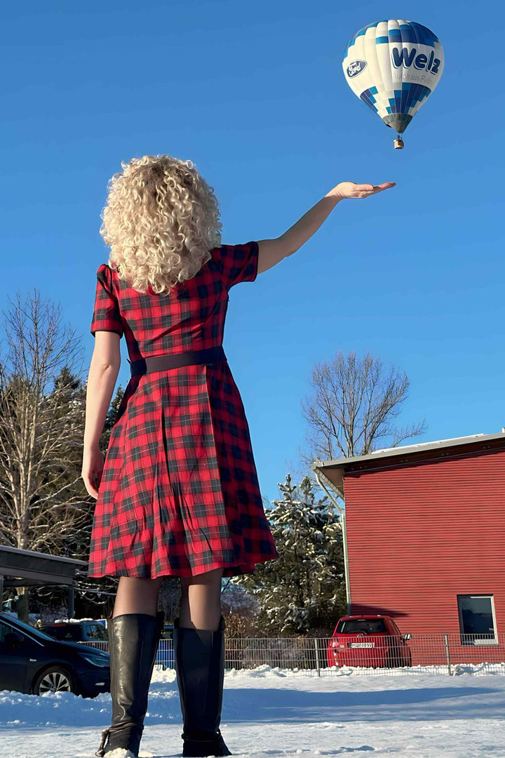 Penelope Red Tartan Diner Shirt Dress