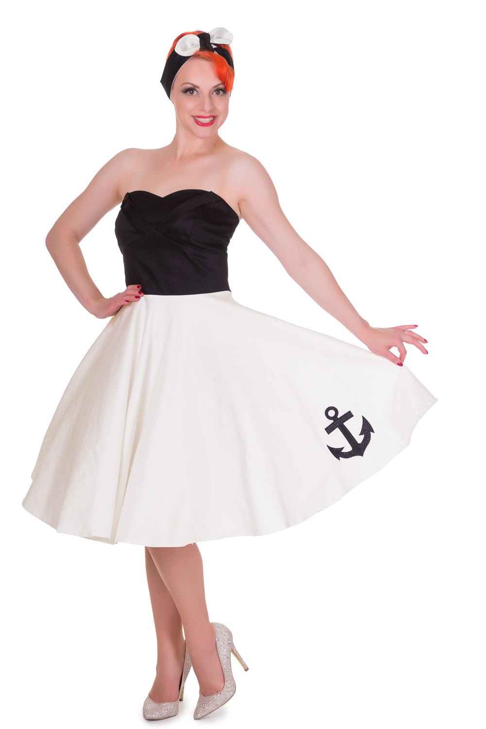 Retro Rockabilly Dress in Black-Cream