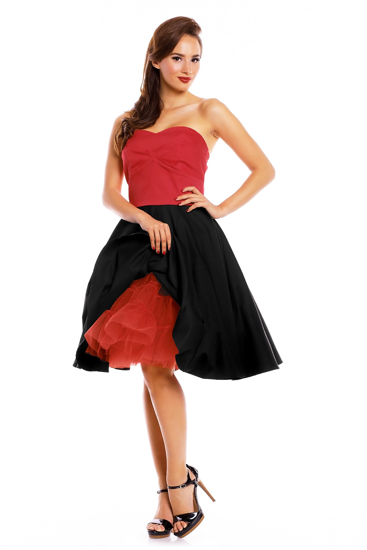 Retro Rockabilly Dress in Black-Red