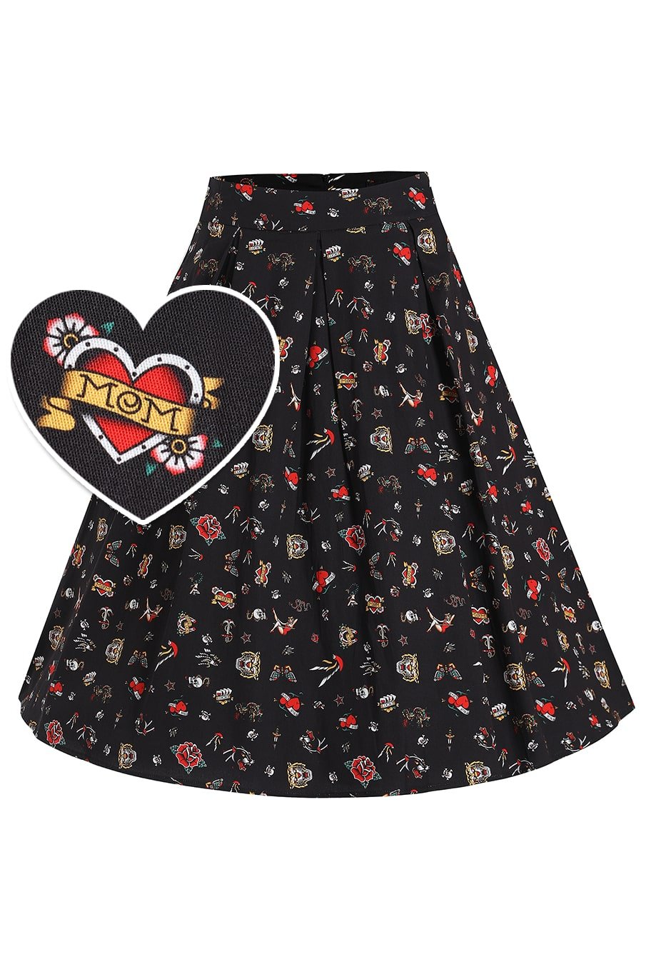 Rockabilly Old School Tattoo Flared Skirt