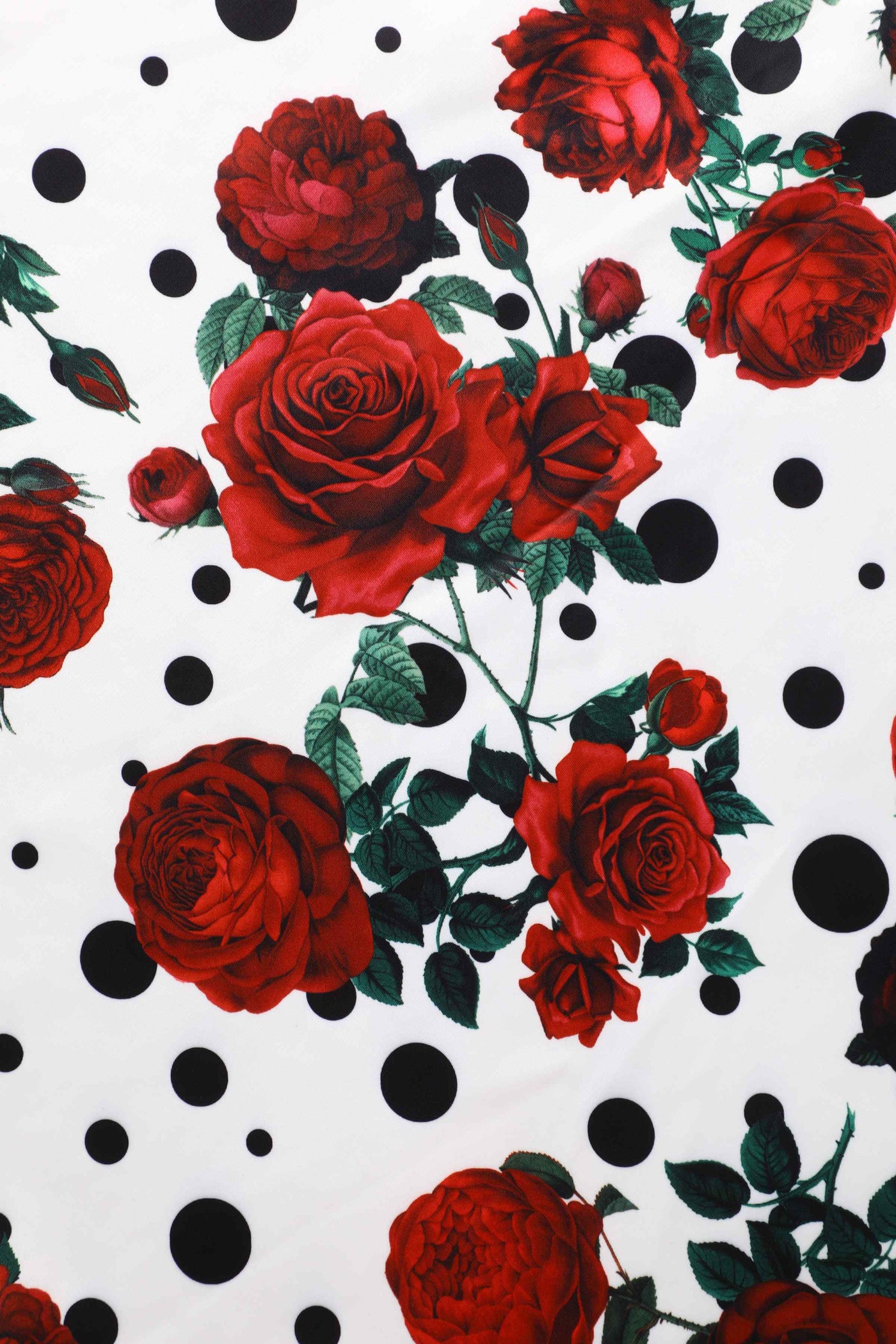 Rockabilly Red Rose Pleated Bust Dress