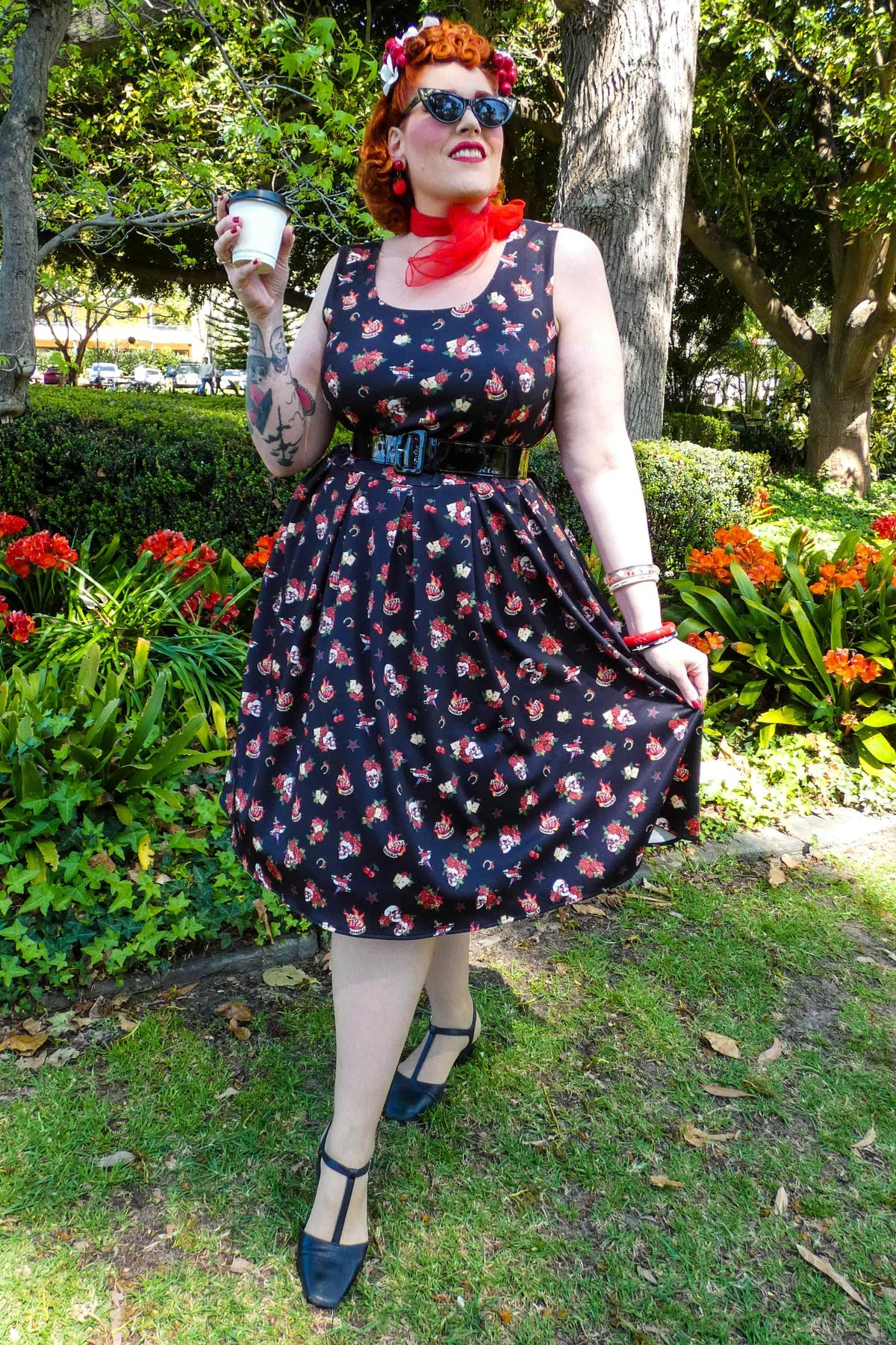 Skull pin up dress top