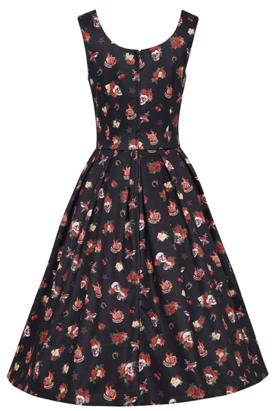 rockabilly-skull-rose-swing-dress-with-pockets-back-view
